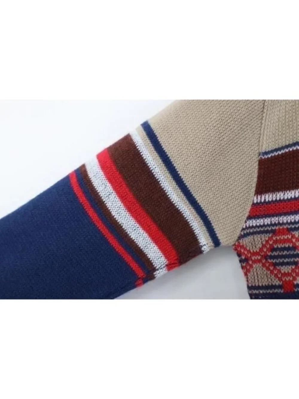 Deadastock Vintage 60s 70s Mens Large Fair Isle Knit Shawl Cardigan Sweater USA